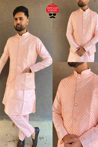 TRADITIONAL FESTIVAL WEDDING LOOK KURTA PAJAMA WITH JECKET