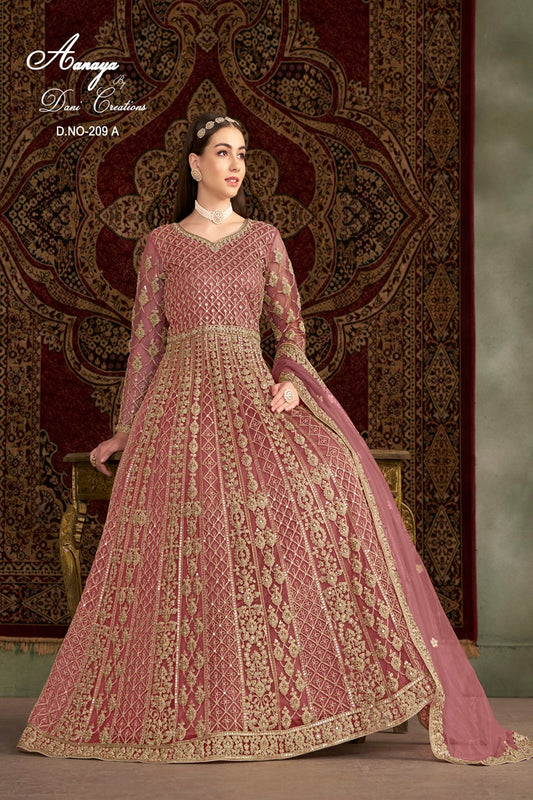 DESIGNER NET FABRIC WITH HEAVY EMBROIDERY WORK WEDDING SALWAR SUIT