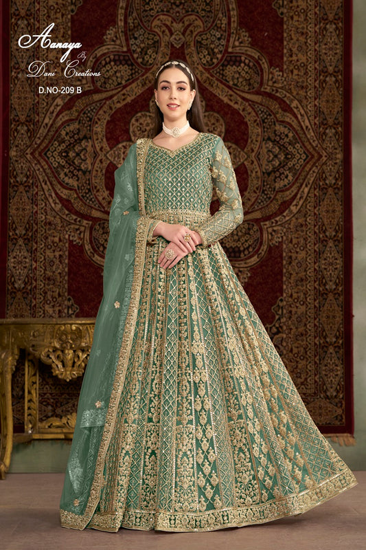 DESIGNER NET FABRIC WITH HEAVY EMBROIDERY WORK WEDDING SALWAR KAMEEZ