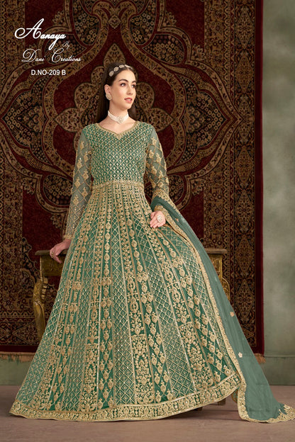 DESIGNER NET FABRIC WITH HEAVY EMBROIDERY WORK WEDDING SALWAR KAMEEZ