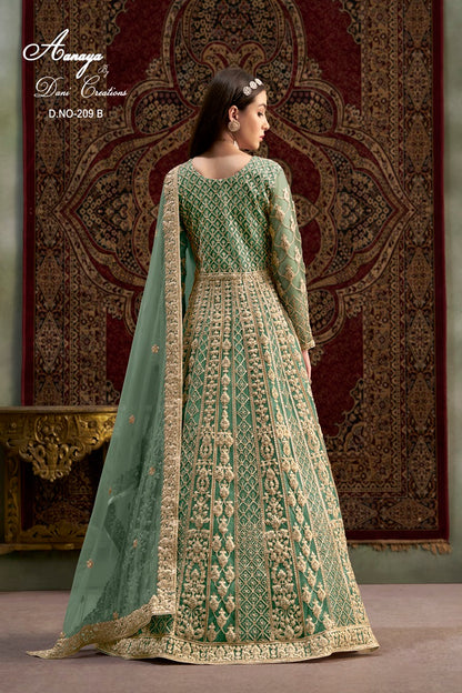 DESIGNER NET FABRIC WITH HEAVY EMBROIDERY WORK WEDDING SALWAR KAMEEZ