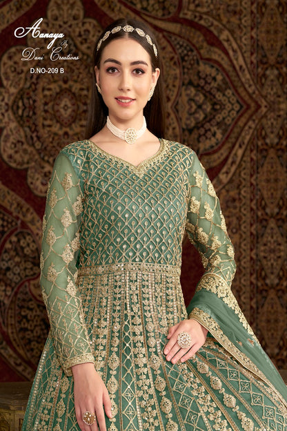 DESIGNER NET FABRIC WITH HEAVY EMBROIDERY WORK WEDDING SALWAR KAMEEZ