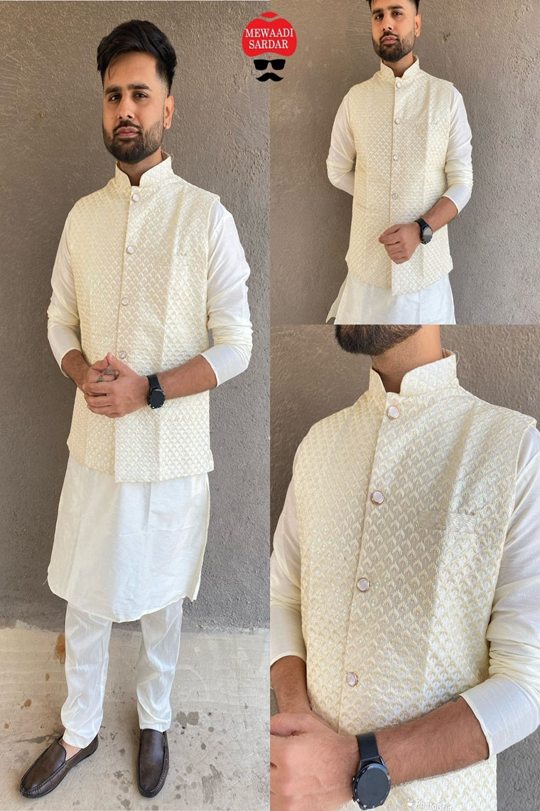 TRADITIONAL FESTIVAL WEDDING LOOK KURTA PAJAMA WITH JECKET