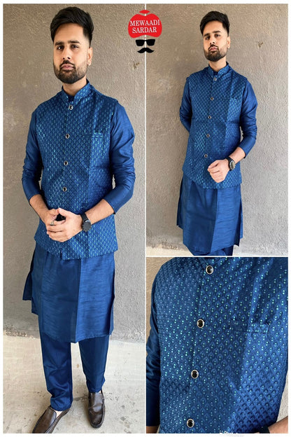 TRADITIONAL FESTIVAL WEDDING LOOK KURTA PAJAMA WITH JECKET