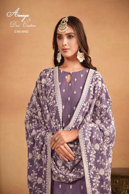 DESIGNER GEORGETTE FABRIC WITH EMBROIDERY WORK PURPLE PAKISTANI SUIT