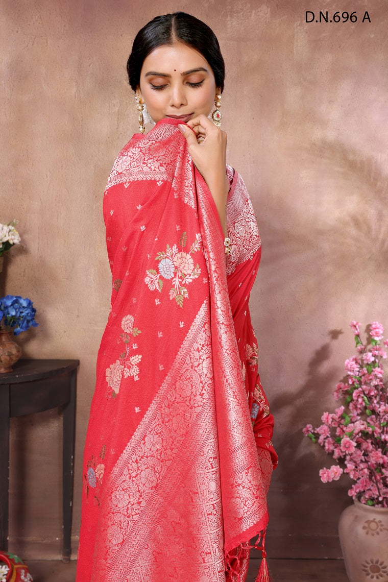 PURE KADI CREAP GEORGETTE JAQURAD HAVY MEENAKARI WEVEING SILK GEORGETTE RICH PALLU  BORDER SAREE