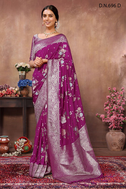 PURE KADI CREAP GEORGETTE JAQURAD HAVY MEENAKARI WEVEING SILK GEORGETTE RICH PALLU  BORDER WINE COLOR SAREE