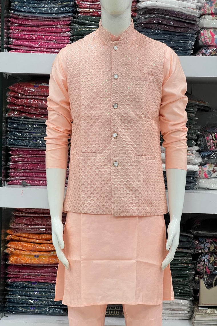 TRADITIONAL FESTIVAL WEDDING LOOK KURTA PAJAMA WITH JECKET