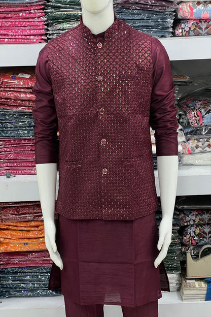 TRADITIONAL FESTIVAL WEDDING LOOK KURTA PAJAMA WITH JECKET