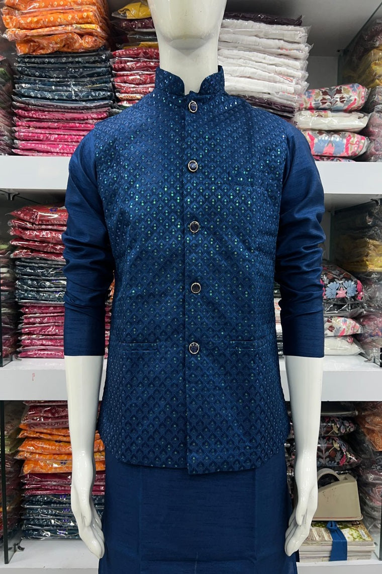 TRADITIONAL FESTIVAL WEDDING LOOK KURTA PAJAMA WITH JECKET