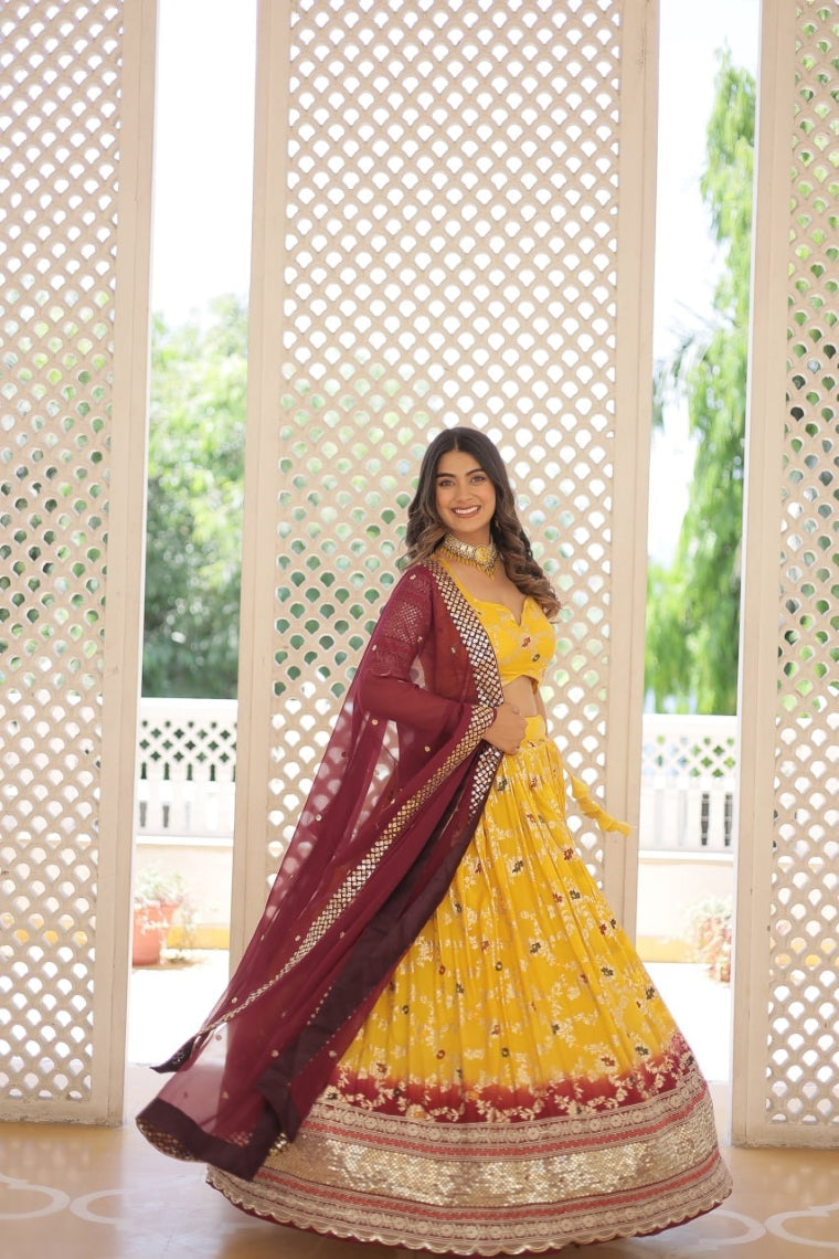 LAMOUNT DESIGNER PURE VISCOSE JACQUARD LEHENGA CHOLI